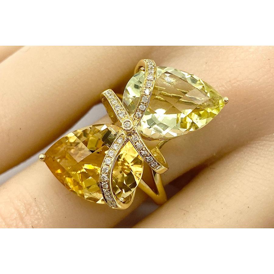 Citrine K18シトリン ダイヤモンドリング NO.304843 : JEX宝石 