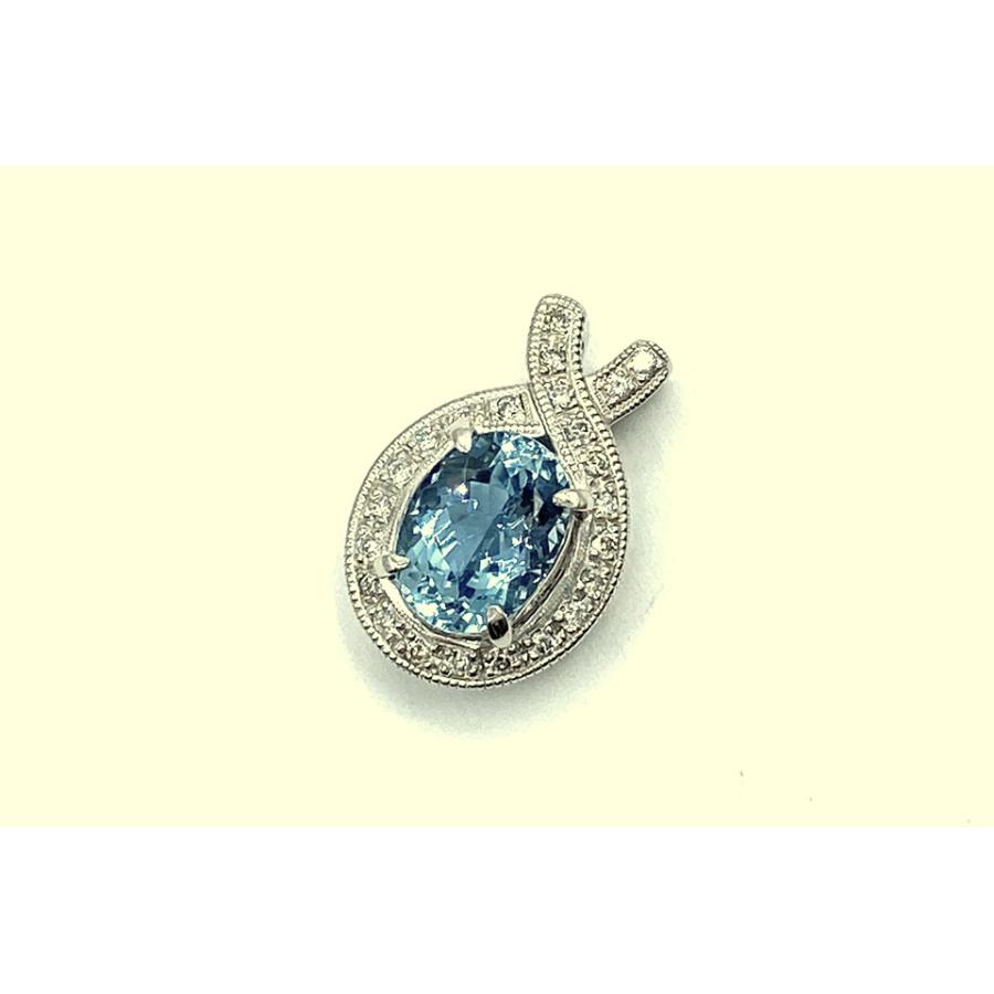 Aquamarine Pt900アクアマリン ダイヤモンドペントップ NO.305340 