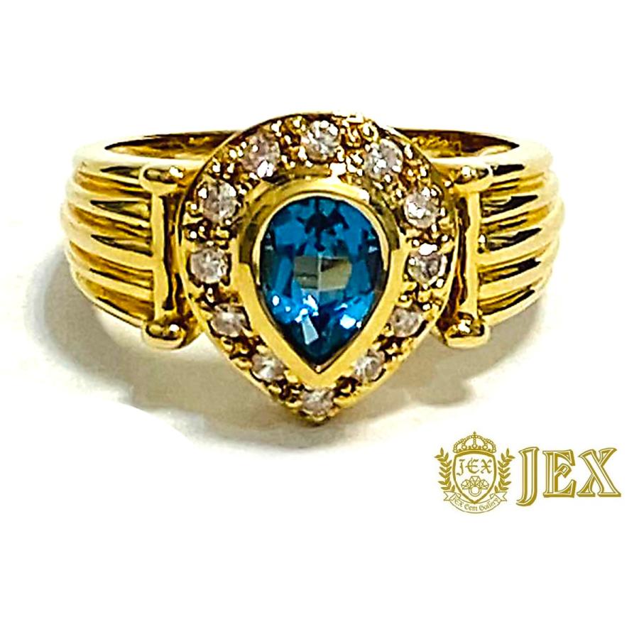 Blue Topaz K18ブルートパーズ ダイヤモンドリング NO.305672 : JEX