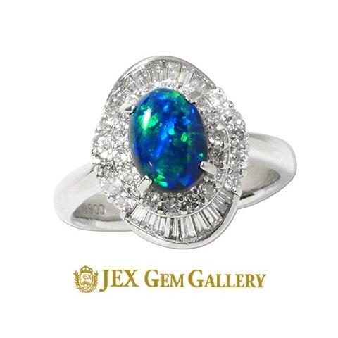 Black opal Pt900 ブラックオパール リング No.4368 : JEX宝石