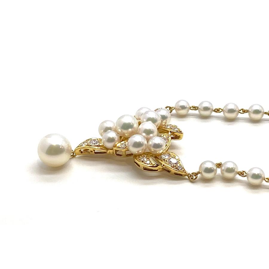MIKIMOTO 【ミキモト】 K18アコヤパール ダイヤネックレス NO.48138-B 