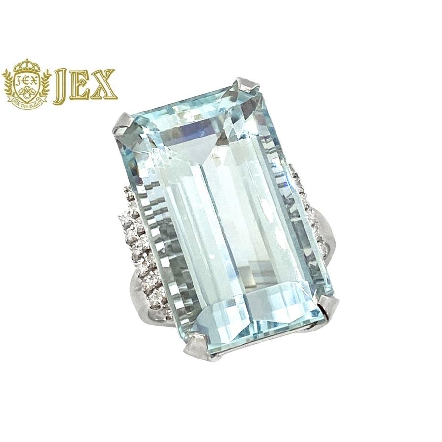 Aquamarine Pt900アクアマリン ダイヤモンドリング NO.48656 : JEX宝石 