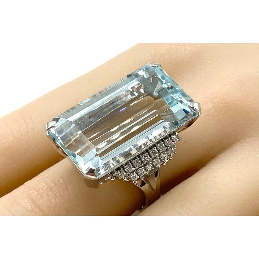 Aquamarine Pt900アクアマリン ダイヤモンドリング NO.48656 : JEX宝石 