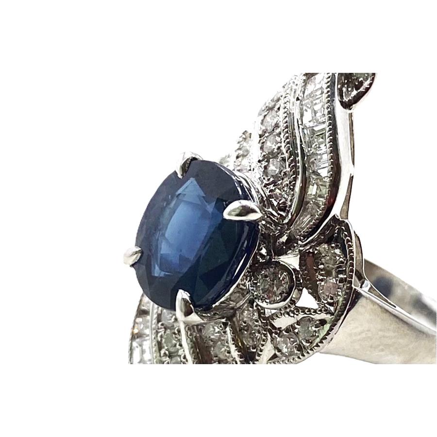 Sapphire Pt900サファイヤ ダイヤモンドリング NO.48754 : JEX宝石