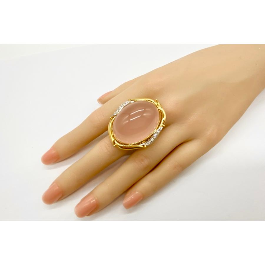 Rose Quartz K18 Pt900ローズクォーツ ダイヤモンドリング NO.48876