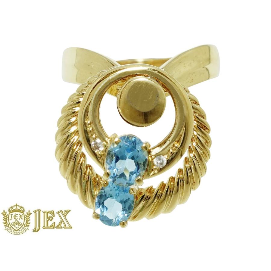Blue Topaz K18ブルートパーズ ダイヤモンドリング NO.49036