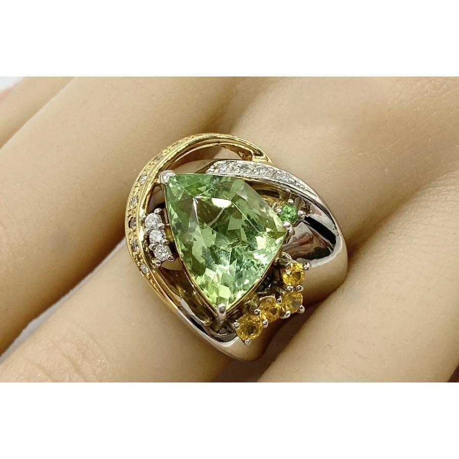 Green Tourmaline K18WG YGグリーントルマリン イエローサファイヤ 
