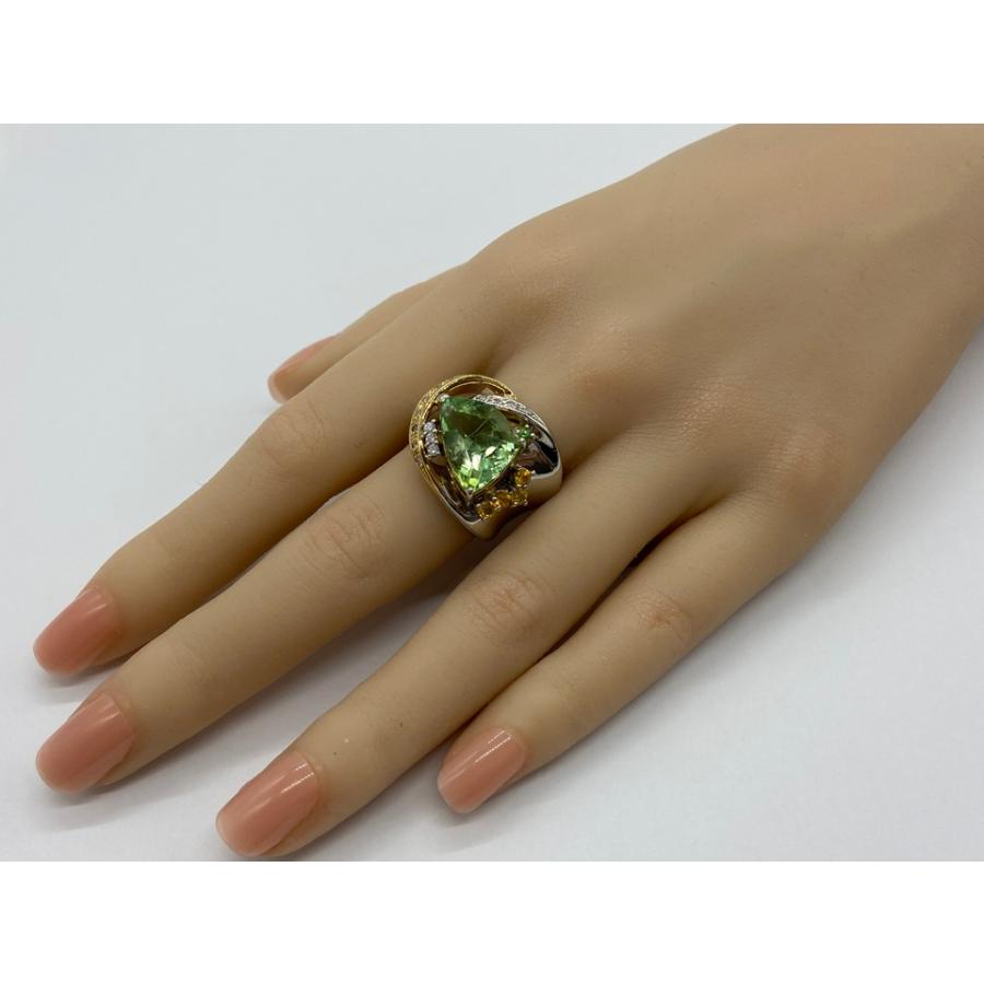 Green Tourmaline K18WG YGグリーントルマリン イエローサファイヤ 