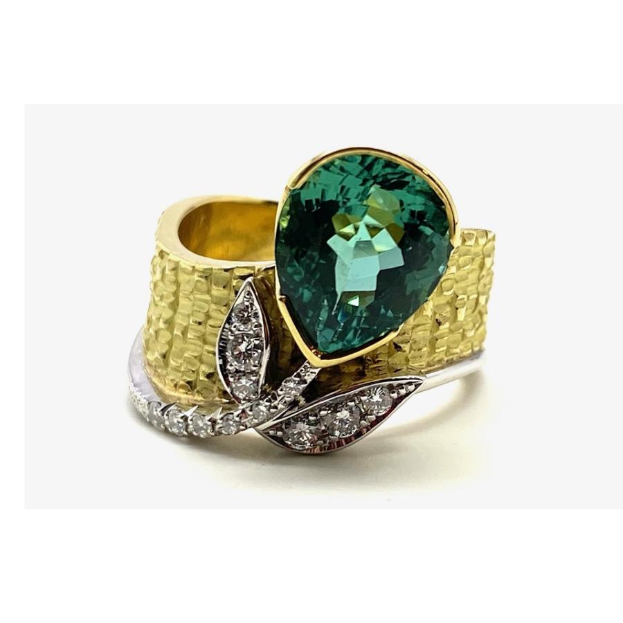 K18 ダイヤモンドリング トルマリン