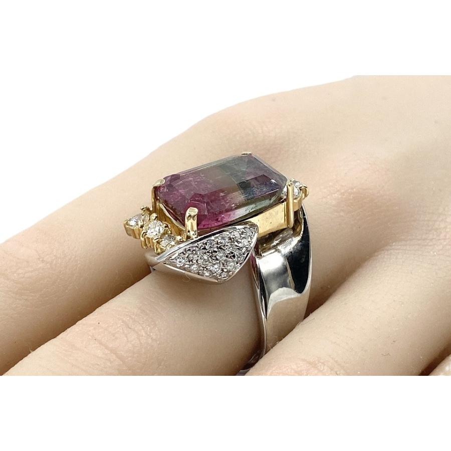 Bicolor Tourmaline Pt900 K18バイカラートルマリン ダイヤモンド 