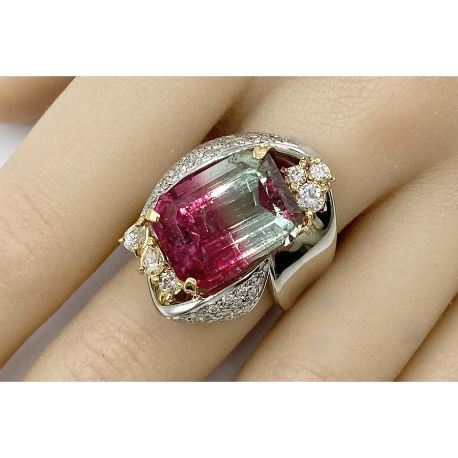 Bicolor Tourmaline Pt900 K18バイカラートルマリン ダイヤモンド 