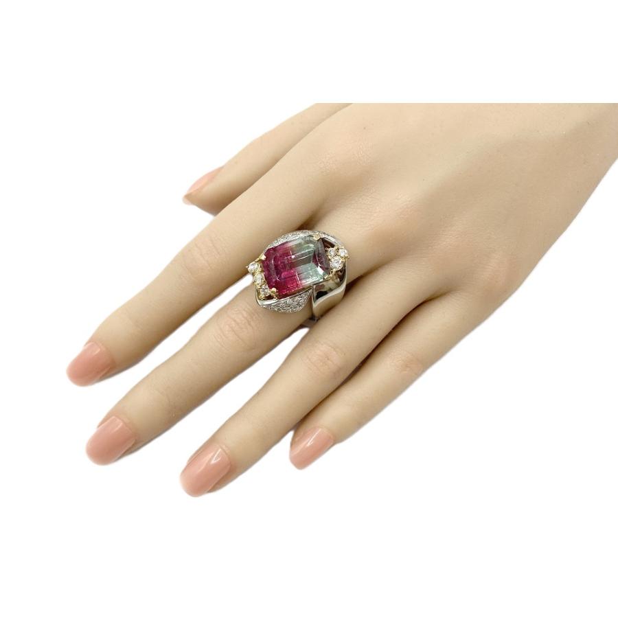 Bicolor Tourmaline Pt900 K18バイカラートルマリン ダイヤモンド 