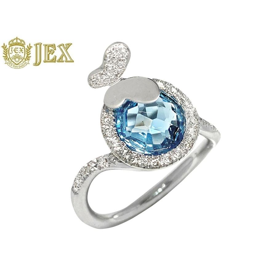 k18WG ブルートパーズ ダイヤモンド リング Blue Topaz K18WGブルートパーズ ダイヤモンドリング NO.49371 : JEX