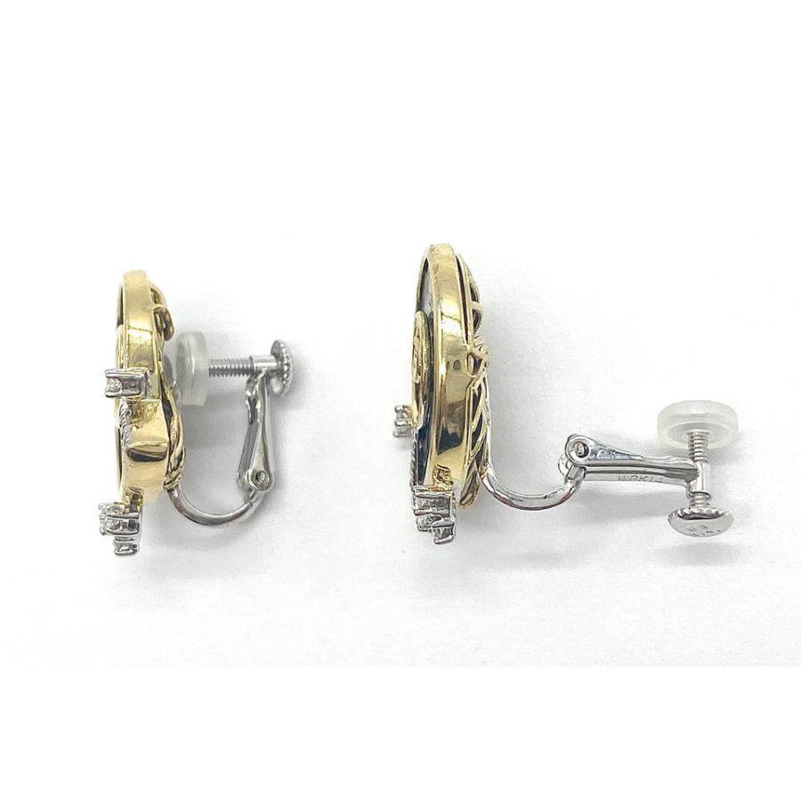 Ammonite K18WG K14WG 留具 アンモナイト化石 ダイヤモンドイヤリング 