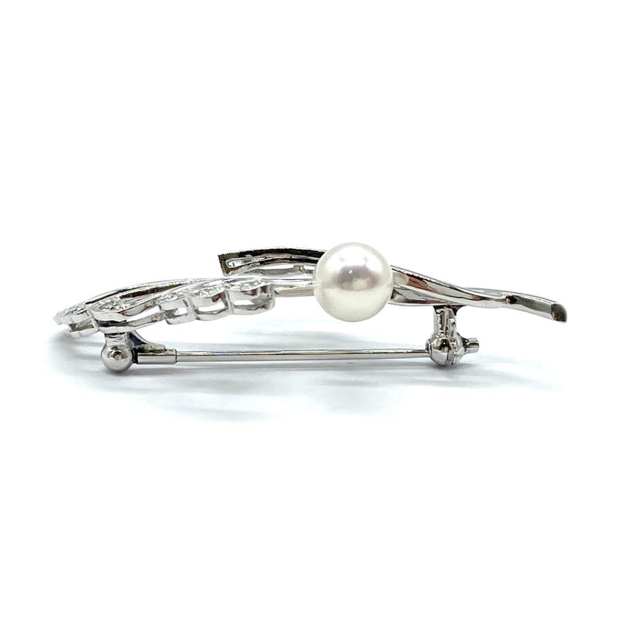 MIKIMOTO ミキモト Pt950アコヤパール ダイヤモンドブローチ NO.62161 