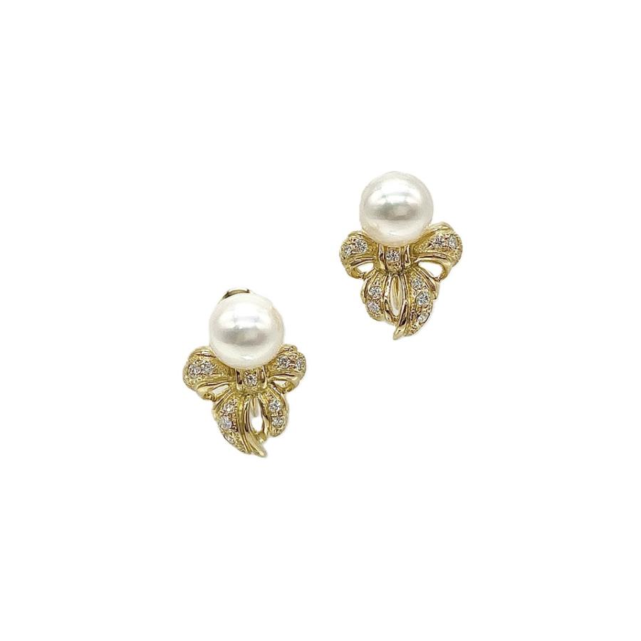 MIKIMOTO（ミキモト） K18アコヤパール ダイヤモンドイヤリング NO 