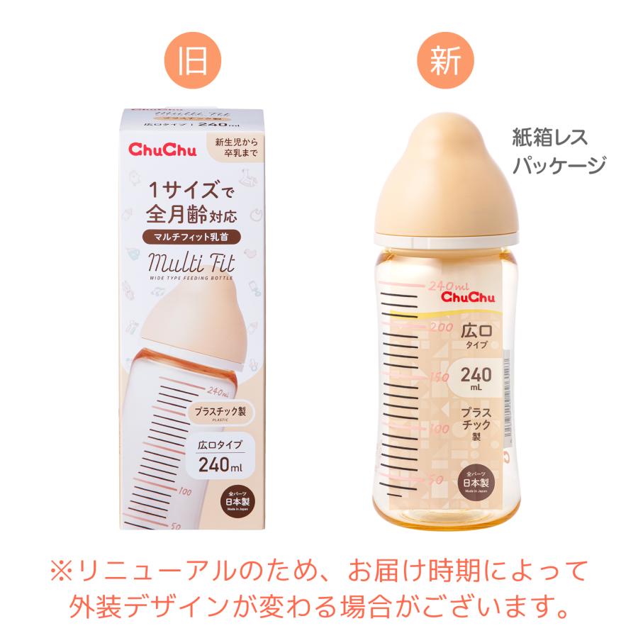 チュチュベビー 哺乳瓶 マルチフィット 広口タイプ プラスチック製哺乳