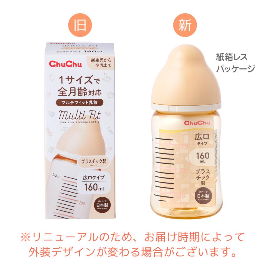 チュチュベビー 哺乳瓶 マルチフィット 広口タイプ プラスチック製哺乳