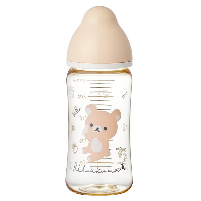 哺乳瓶 プラスチック製哺乳びん リラックマ マルチフィット 広口タイプ 240mL 日本製 チュチュ ChuChu ジェクス  爆買 | チュチュベビー