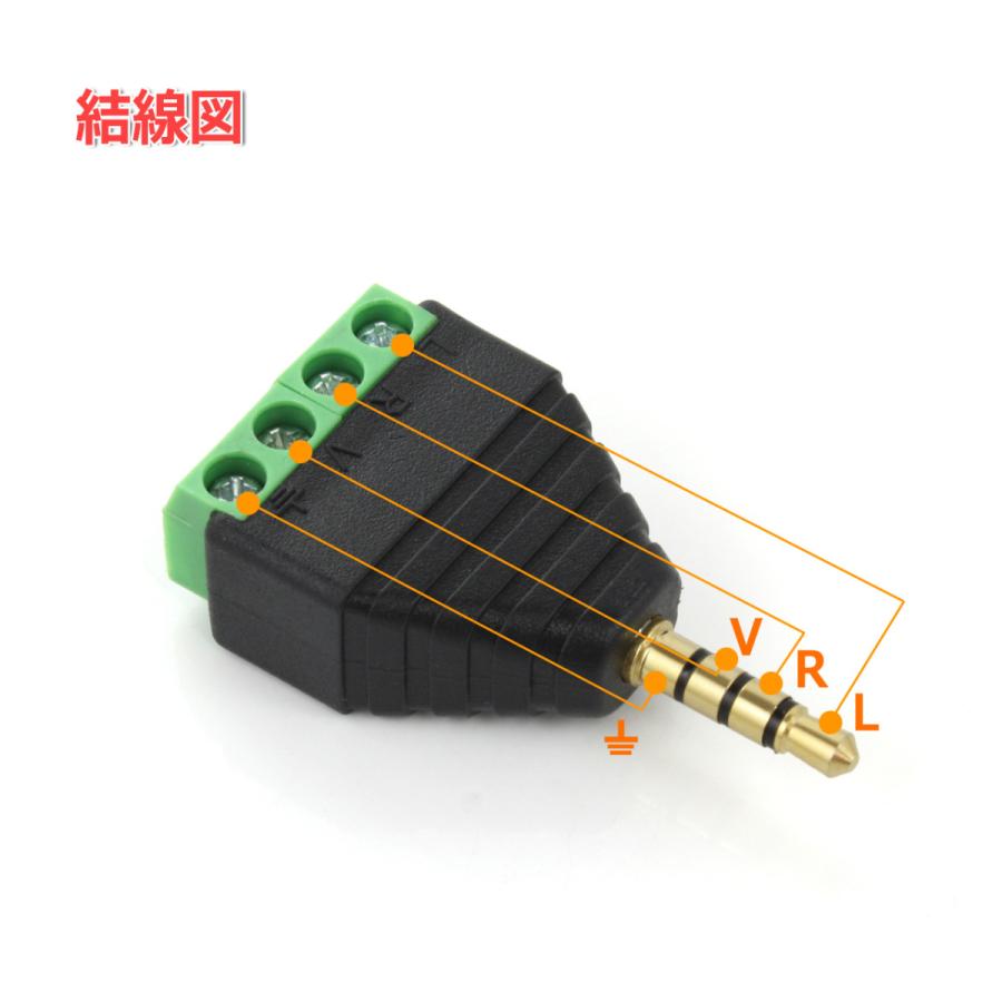 金メッキ 3.5mmステレオミニプラグ 4極ターミナル 変換 金メッキ 3.5mmステレオミニプラグ 4極ターミナル 変換