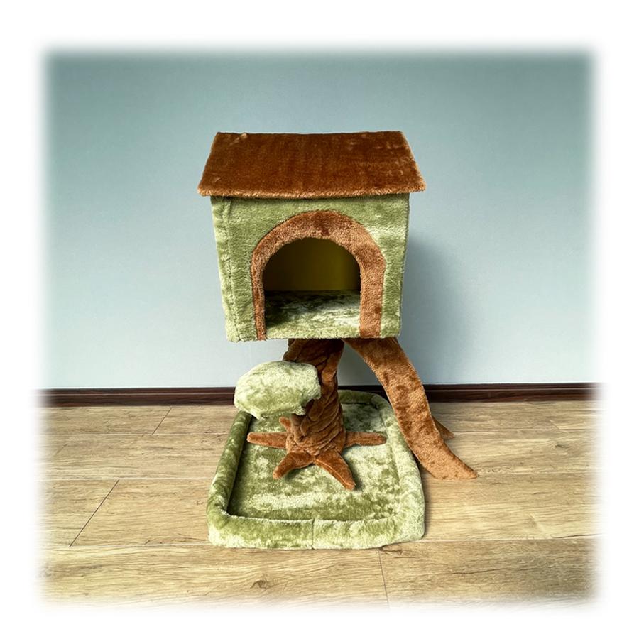 キャットタワー 猫 花  送料無料 写真映え かわいい ペット用 爪とぎ オールシーズン 据え置き型 丈夫 お留守番  安定感抜群 グリーン<br>の画像