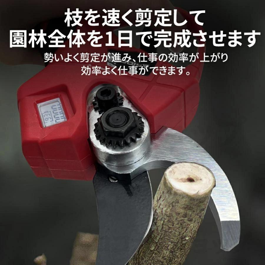 電動 剪定ばさみ 電動バサミ 一台2役 高枝切り 家庭用 強力 コードレス 片手 伸縮 切断直径40mm 伸縮延長ポール 最長2m 庭木 伐採 果樹用 剪定鋏 園芸用剪定用具の画像