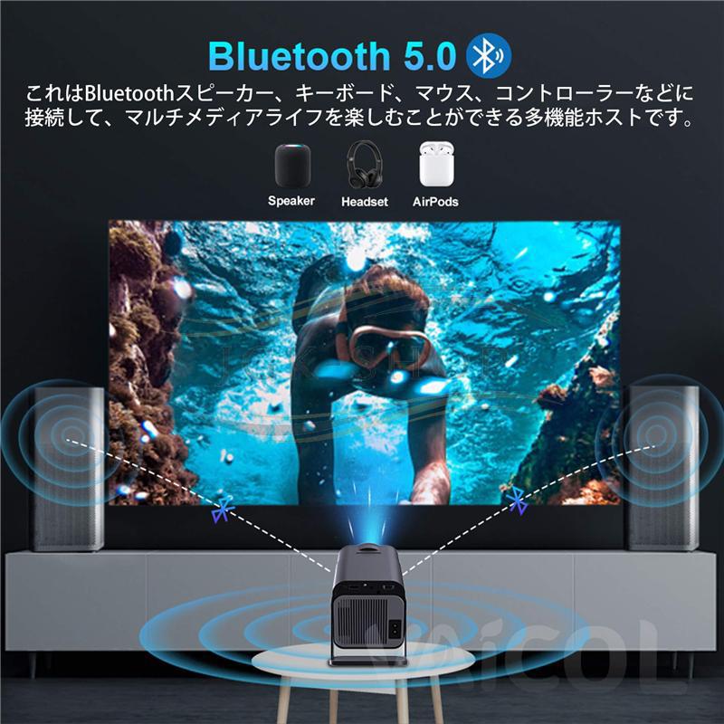 プロジェクター 小型 270°回転 Android TV搭載 1080P 4K対応 家庭用 天井投影 Wi-Fi6 Bluetooth HiFiスピーカー スマホ/ノートパソコン/USB/Switch/などに対応
