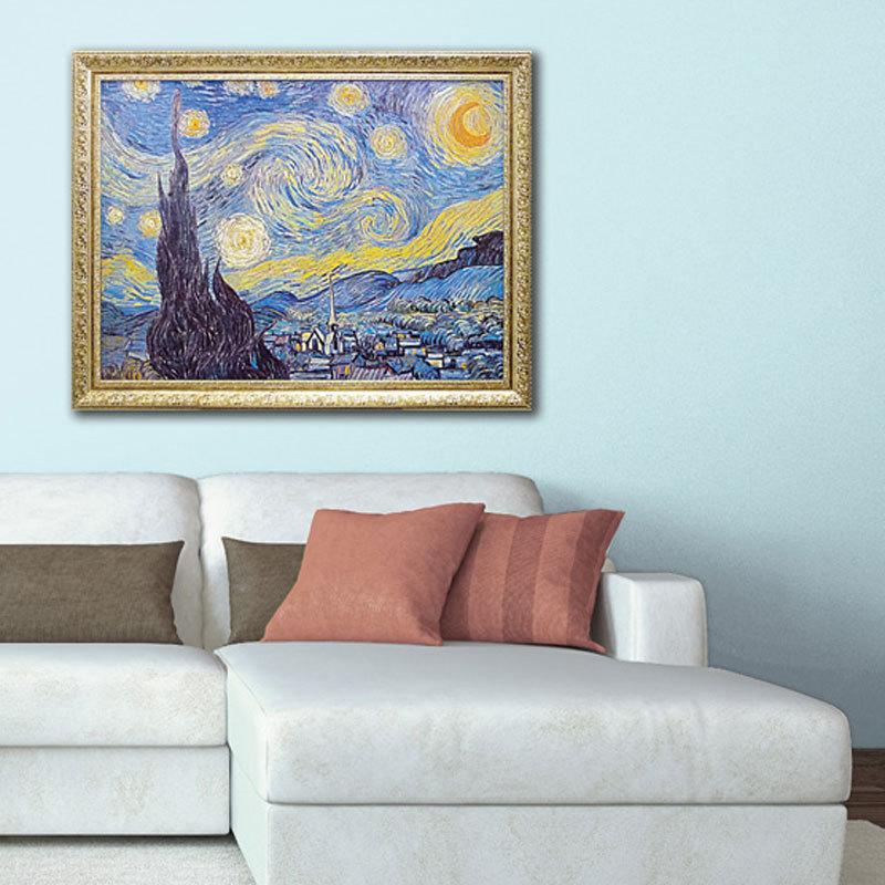 JHA 絵画 インテリア 油絵 額入り 額絵 世界の名画 ゴッホ「星月夜