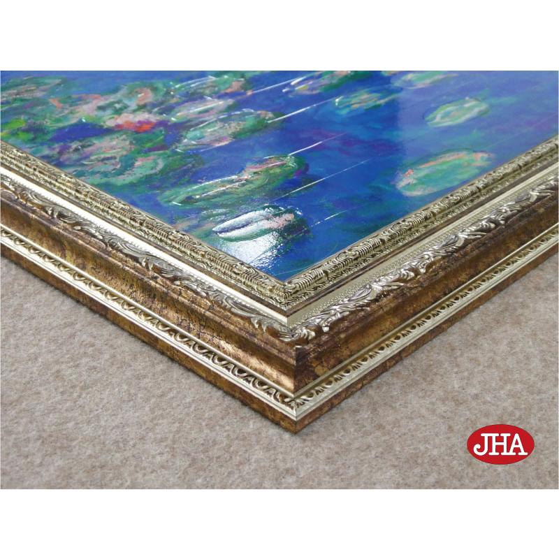 JHA 絵画 インテリア 油絵 額入り 額絵 世界の名画 モネ「睡蓮」特殊ゲル加工 W741×H588 AU-MO-15 日本製 複製画 美術館 樹脂フレームの画像