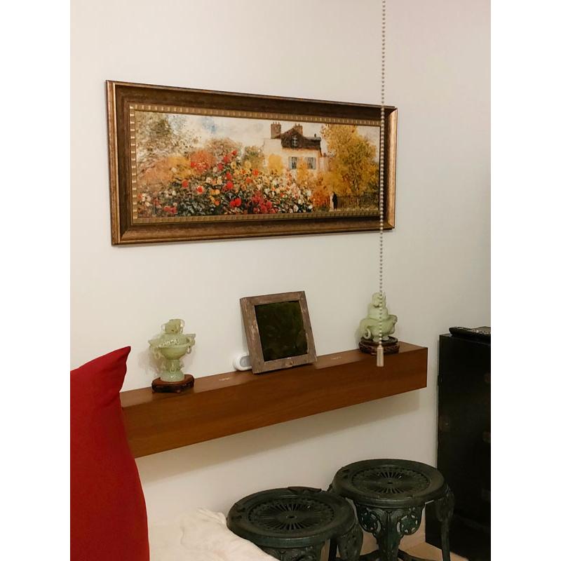 JHA 絵画 インテリア 油絵 額入り 額絵 世界の名画 モネ「庭園のアーチスト」特殊ゲル加工 W1090×H441 AU-MO-88 日本製 樹脂フレームの画像