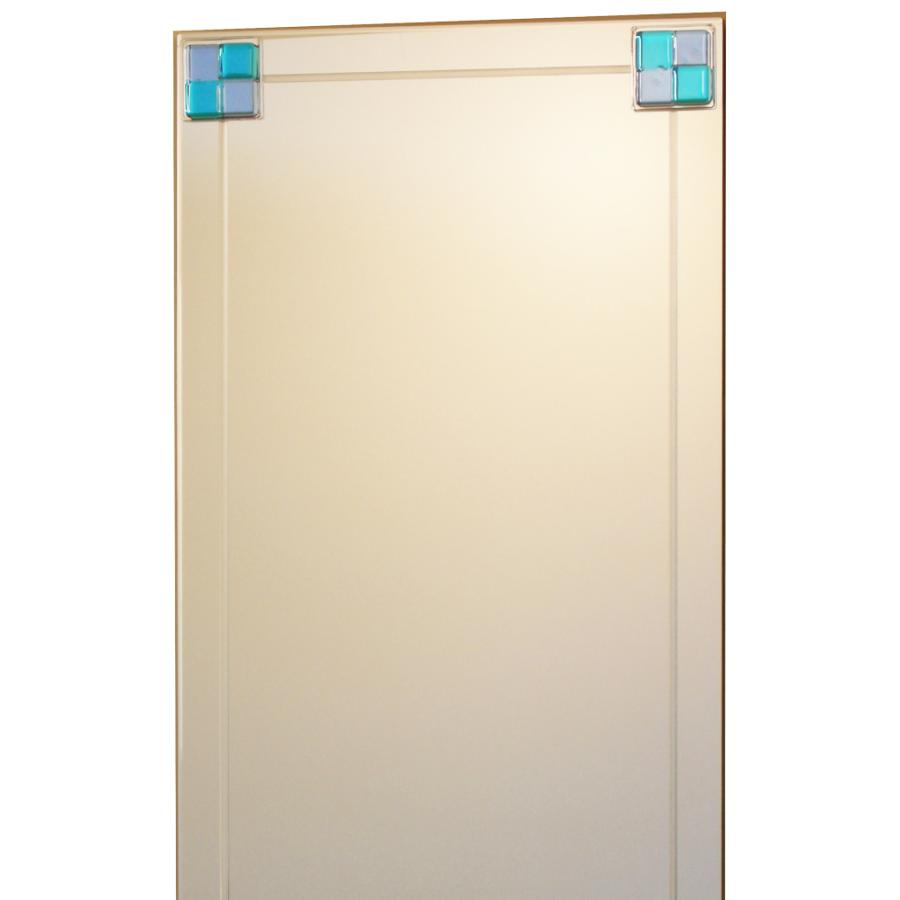 壁掛け鏡 JHAデザインミラー ステンド(ブルー) W400×H900(飛散防止・壁掛け用) EM-40X90TF-FB フレームレス ノンフレーム 洗面 トイレ エッチング 色ガラス_3