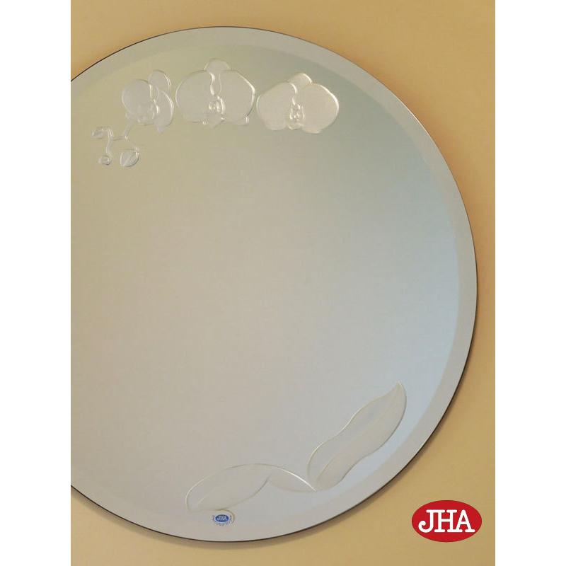 JHA デザイン風水ミラー コチョウラン 丸型W450×H450（面取り） 飛散防止・壁掛け用 玄関 洗面 トイレ オシャレ店舗 スタイリッシュ 円 円型 丸形 まる_1
