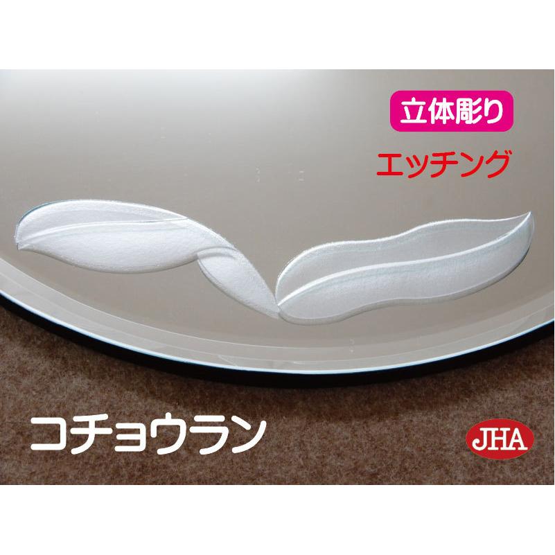 JHA デザイン風水ミラー コチョウラン 丸型W450×H450（面取り） 飛散防止・壁掛け用 玄関 洗面 トイレ オシャレ店舗 スタイリッシュ 円 円型 丸形 まる_3