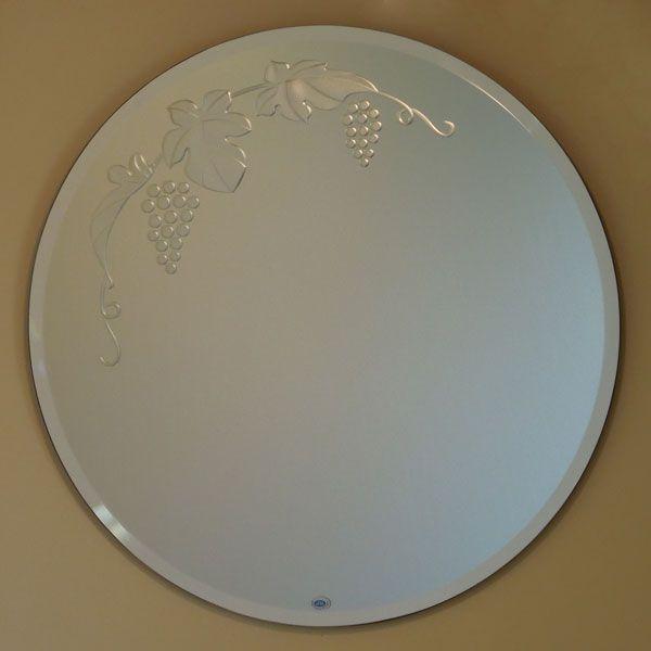 玄関 飛散防止 壁掛け用 玄関 店舗 オシャレ ミラー ドレッサー 洗面 円 スタイリッシュ かわいい まる Jhaデザイン風水ミラー ブドウ2 丸型w600 H600 面取り トイレ 円型 丸形