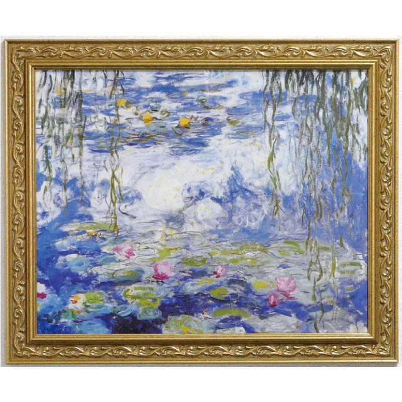 額絵 絵画 アートポスター 世界の名画 モネ「睡蓮」＆イタリア製 マルモッタン・モネ美術館 アンティーク・ゴールドフレーム W578×H475 IP-104 美術館 【各種】