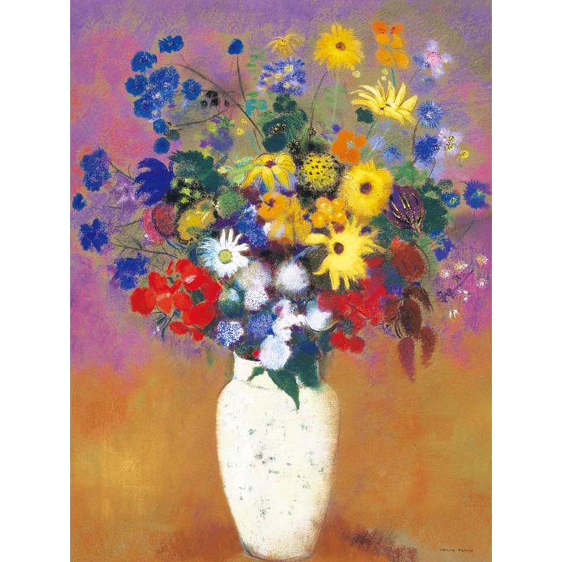 【新品未使用】花瓶と花の水彩画アート 中国の花瓶の花、花の水彩画、花束の壁アート、花瓶のピンクの花の