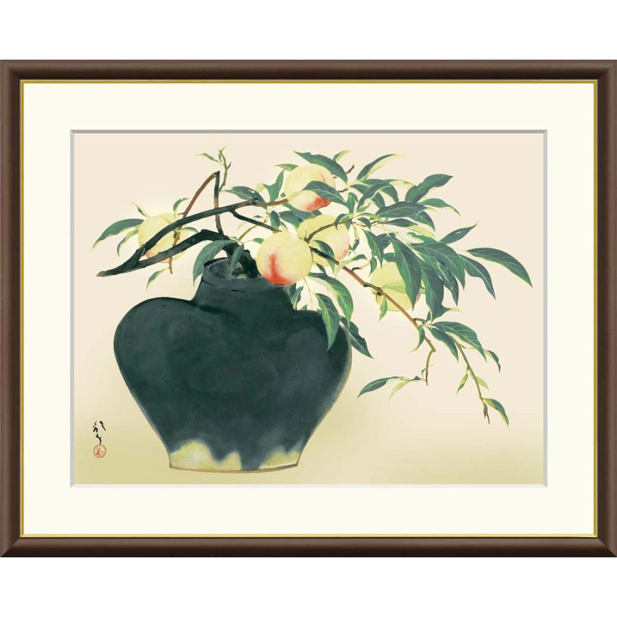 日本の名画 絵画 アート額絵 川端龍子「桃」高品質複製画 W420×H340 NK0-RY-8S 美術館（代引き不可）ジクレー版画｜jha｜02