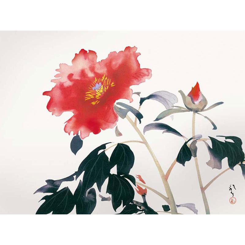 日本の名画 絵画 アート額絵 川端龍子「牡丹」高品質複製画 W520×H420