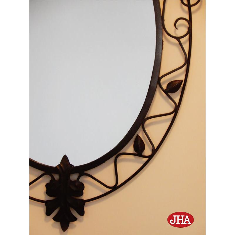 JHA 鏡 壁掛け スチール 丸 アンティーク おしゃれ 鉄製 壁掛け鏡 オーバル アイアン・ミラー(ブラック）リーフ楕円(L)W485×H705 RT-2 丸型 玄関 洗面 トイレ |  | 03