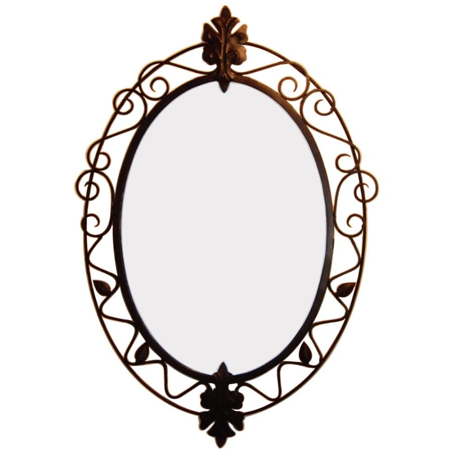 JHA 鏡 壁掛け スチール 丸 アンティーク おしゃれ 鉄製 壁掛け鏡 オーバル アイアン・ミラー(ブラック）リーフ楕円(L)W485×H705 RT-2 丸型 玄関 洗面 トイレ |  | 04