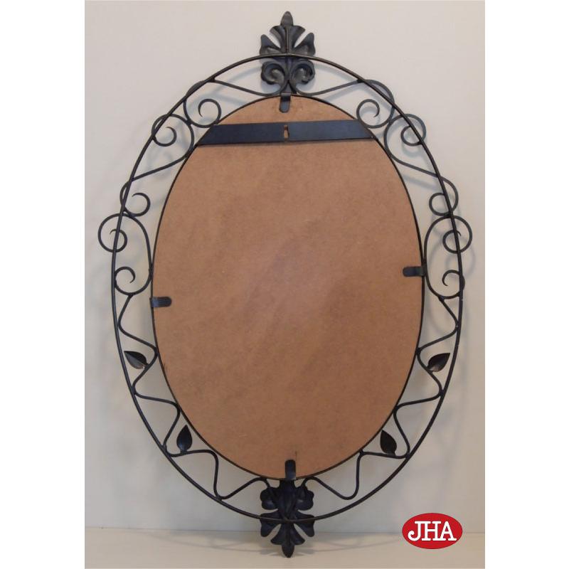 JHA 鏡 壁掛け スチール 丸 アンティーク おしゃれ 鉄製 壁掛け鏡 オーバル アイアン・ミラー(ブラック）リーフ楕円(L)W485×H705 RT-2 丸型 玄関 洗面 トイレ |  | 07