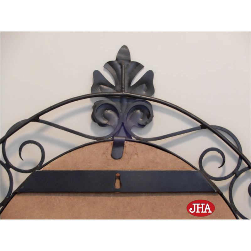 JHA 鏡 壁掛け スチール 丸 アンティーク おしゃれ 鉄製 壁掛け鏡 オーバル アイアン・ミラー(ブラック）リーフ楕円(L)W485×H705 RT-2 丸型 玄関 洗面 トイレ |  | 08