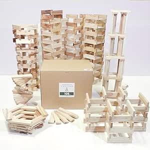 からからつみき108 (9×27×108mm) 480ピース入 知育玩具 国産 無塗装 木のおもちゃ