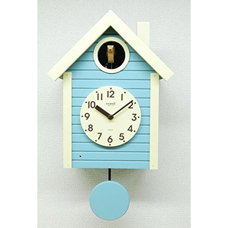 さんてる(Suntel) 掛け時計 アクアブルー 405×240×140mm 国産 手作り 鳩時計 北欧カラー アクアブルー SQ03AB