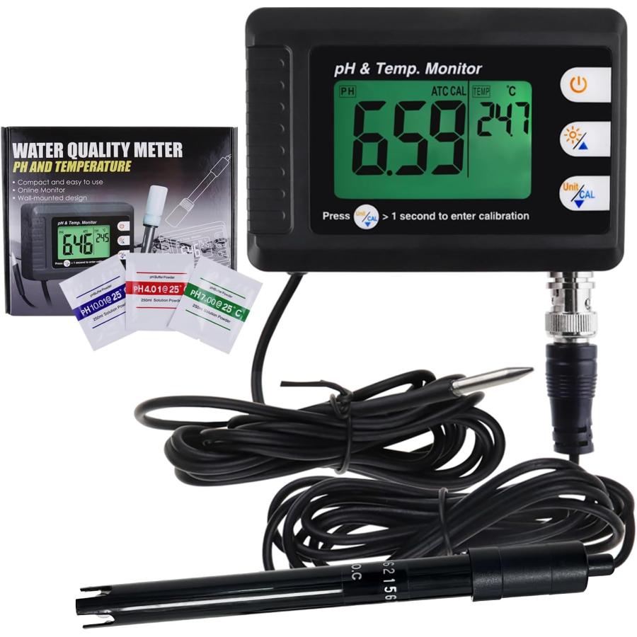TEKCOPLUS 高精度多機能 2 in 1 PH測定器 PHと温度モニター PH計 ペーハー 温度計 水質測定器 ATC 自動温度補正