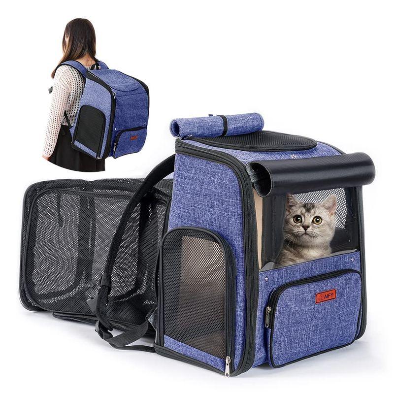 AIFY ペットキャリー ペットバッグ リュック2in1 持ち運べるペットの広々空間 猫・小型犬・中型犬用 ドライブ/キャンピング/旅行/通