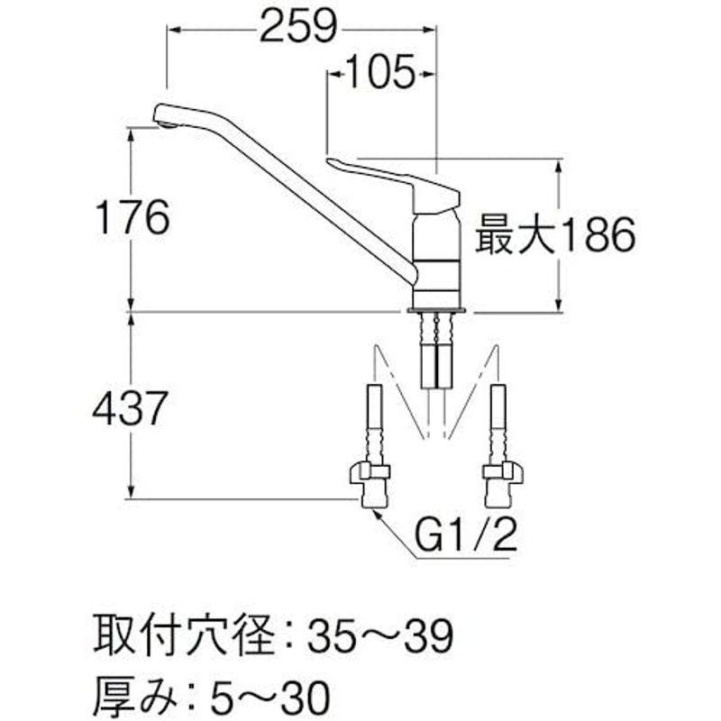 SANEI　キッチン用　シングルワンホール混合栓　節約　K87110ETJV-13　エコ