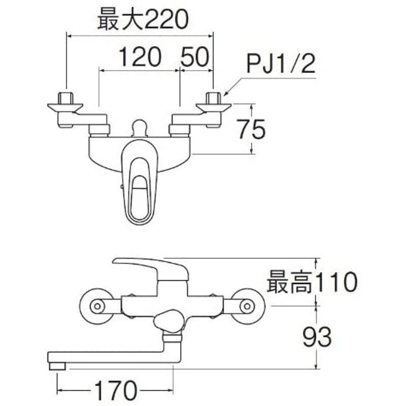 SANEI　浴室用　シングルシャワー混合栓　ホース長さ1.6m　SK1710K-13　寒冷地仕様