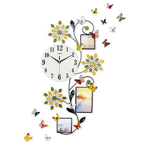 最安 欧式 ファッション アイアン 掛け時計 壁時計 木の葉 花 植物 数字時計 フォトフレーム デザイン 可愛い おし 爆売り Swinsonmedical Com