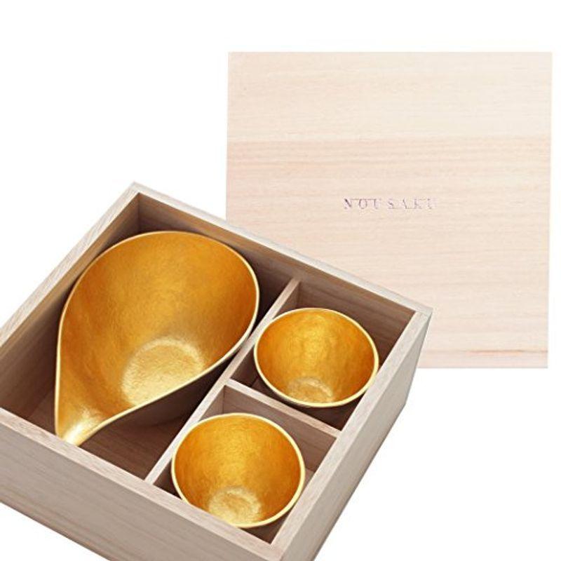 能作 金箔 酒器セット(一合片口 × 1、ぐい呑み × 2）